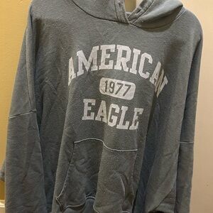 American Eagle Outfitters Men's Blue Hoodie Sweater